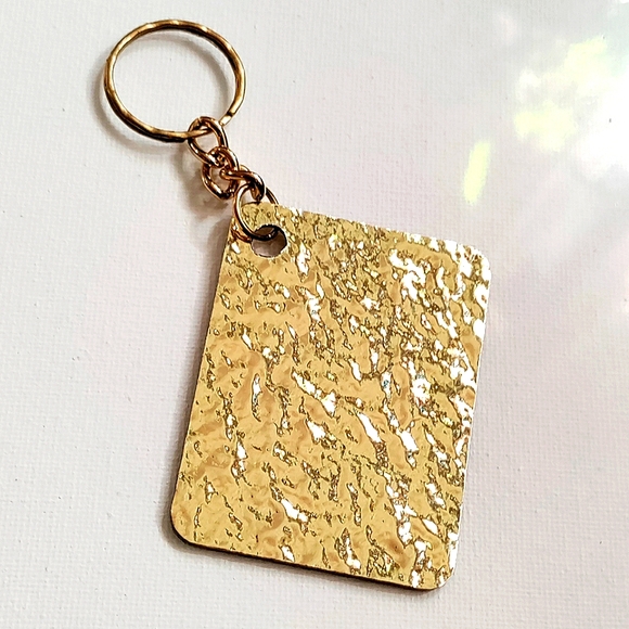 NEW Handmade Keychain Bag Tag! Gold Muro. Gold Wooden Heart. Unisex. - Picture 4 of 7